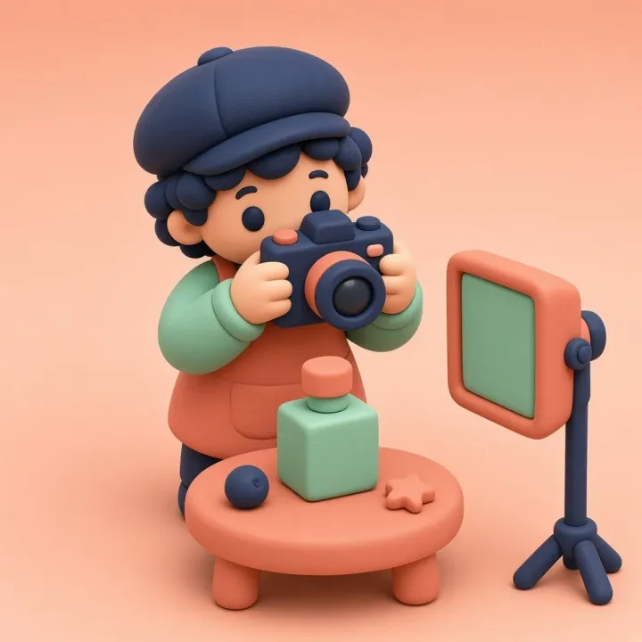 Klei-productkaartjes met foto en prijs worden in een webshop geschoven.